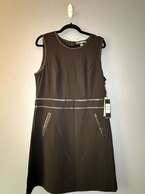 Karl Lagerfeld Black Sleeveless A-Line Dress with Trim